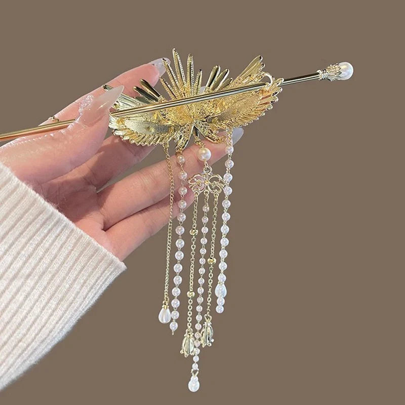 New Chinese Style Palace Phoenix Crown Tassel Alloy Hair Accessories