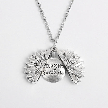 Fashionable woman's sunflower necklace