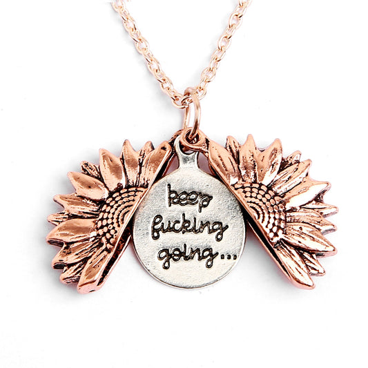 Fashionable woman's sunflower necklace