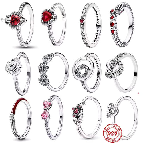 Fashion Classi 925 Silver Red Heart-shaped Ring