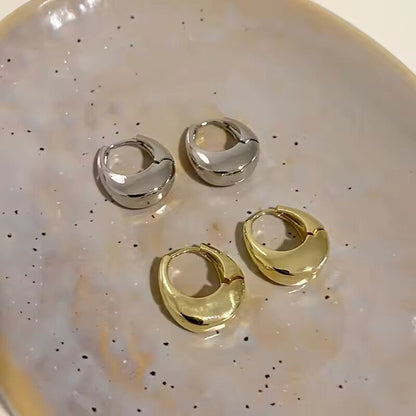 New Classic Gold Color Plated Metal Hoop Earrings