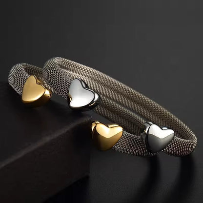 Fashion Heart  Stainless Steel Open Cuff  Bangles