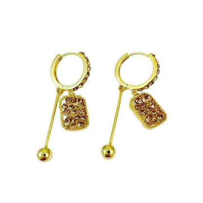 Luxurious and Sophisticated Geometric Stud Earrings with Full Diamonds